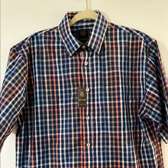 Men's Navy and Red Checkered Shirt - Picture 5 of 6